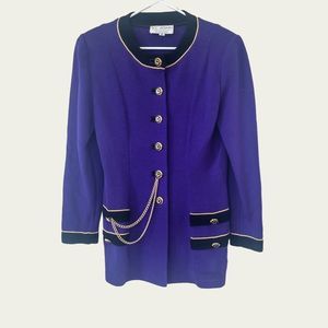 St. John Sport by Marie Gray Women's Vintage '90s Gold Chain Cardigan Jacket Pur